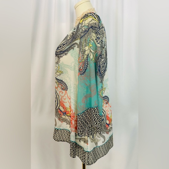 Soft Surroundings Colorful Paisley Open Front Cardigan (755) - Picture 4 of 13